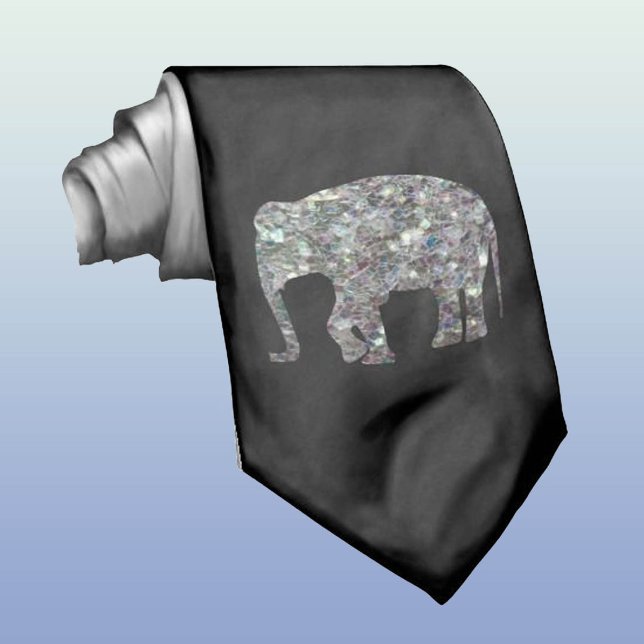 Customize Sparkly colourful silver mosaic Elephant Tie (Creator Uploaded)
