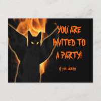 Customize Spooky Cat Halloween Invitation Postcard