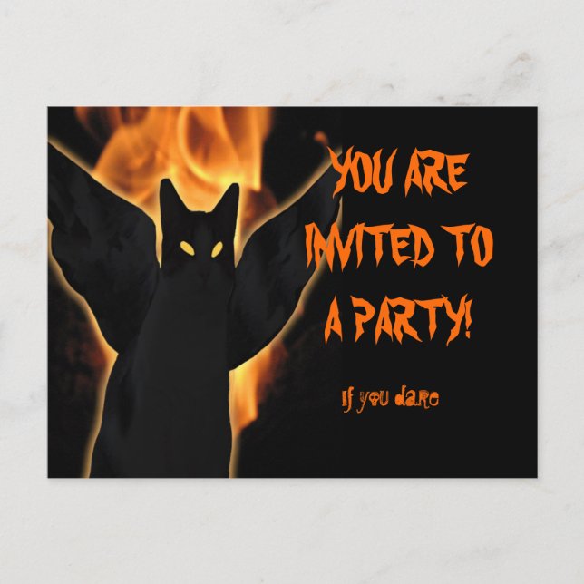 Customize Spooky Cat Halloween Invitation Postcard (Front)