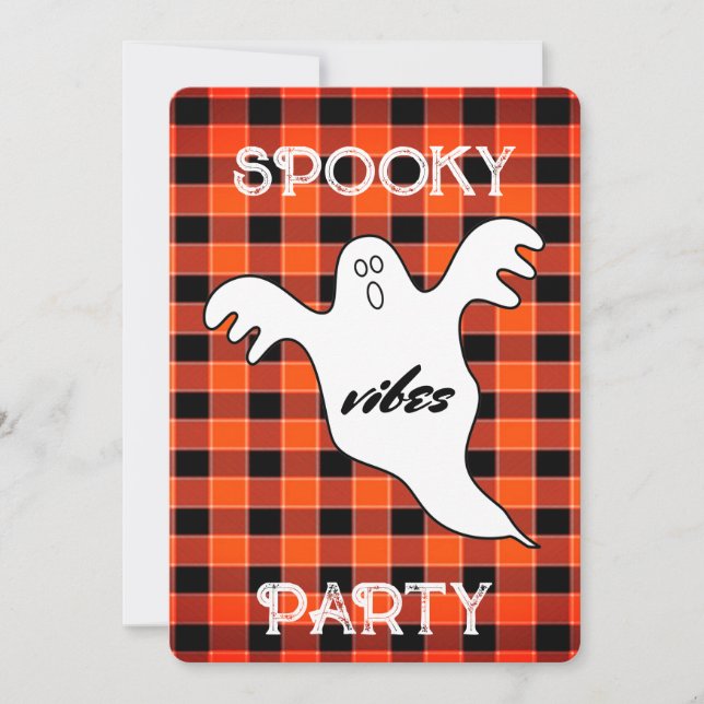 Customize SPOOKY VIBES Ghost Fall Halloween Party Invitation (Front)
