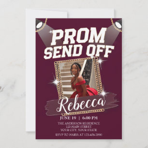 Customize Spotlight Prom Send Off Black Gold Chain Invitation