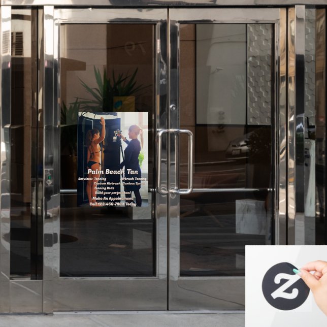 Customize Spray Tanning Booth Business 4  Window Cling (Office Door)