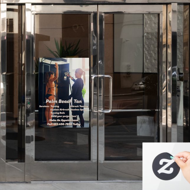 Customize Spray Tanning Booth Business 4  Window Cling (Office Door)