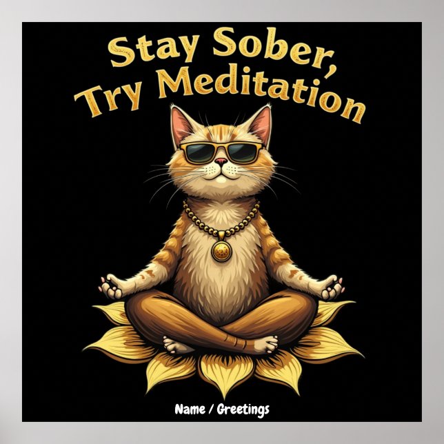 Customize Stay Sober Try Meditation Path to Win Poster (Front)