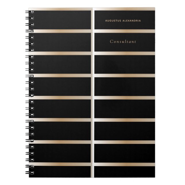 Customize stylish black and gold executive notebook (Front)