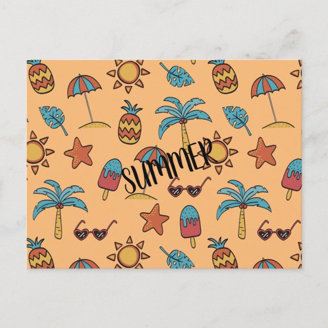 Customize Summer Pattern Postcard (Front)