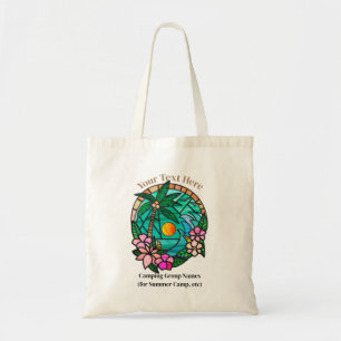 Customize sunset over an ocean with birds and tree tote bag