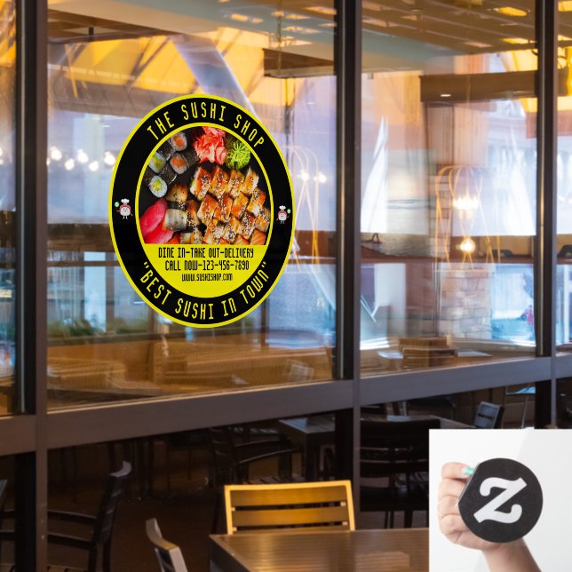 Customize Sushi Restaurant Large Front  Window Cling (Restaurant Window)