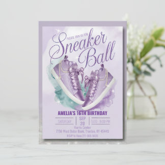 Customize Sweet Lavender Birthday Sneaker Ball Invitation