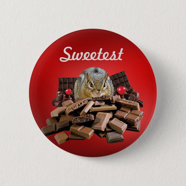 Customize Sweetest Day Chocolate Chipmunk 2 Inch Round Button (Front)