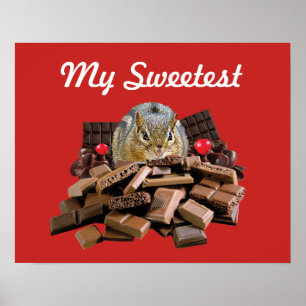 Customize Sweetest Day Chocolate Chipmunk Poster