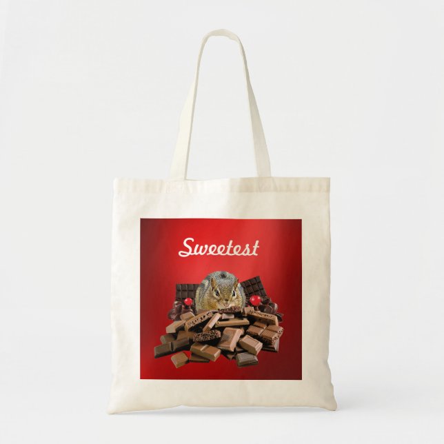 Customize Sweetest Day Chocolate Chipmunk Tote Bag (Front)