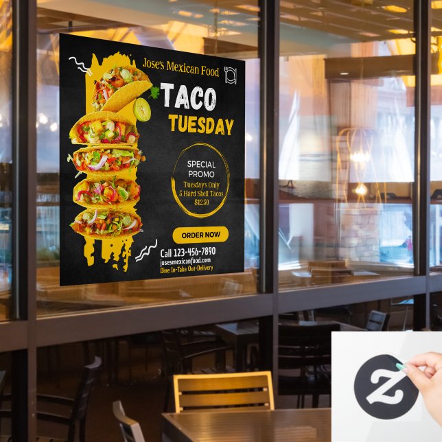 Customize Taco Tuesday Mexican Restaurant Promo Window Cling (Restaurant Window)