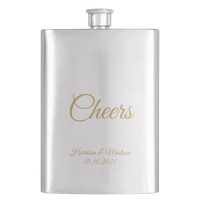 customize text Cheers Wedding gift favours Flask (Front)