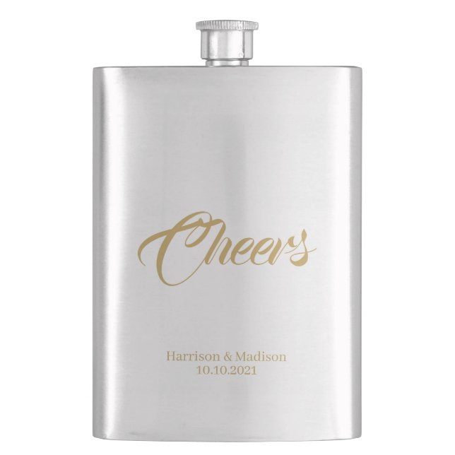 customize text Cheers Wedding gift favours Flask (Front)