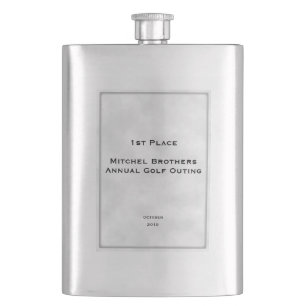 Customize Text Distressed Framed Inset Classic Fla Hip Flask