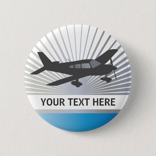 Customize Text - Low Wing Airplane 2 Inch Round Button (Front)
