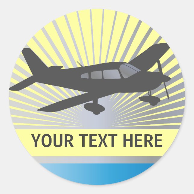 Customize Text - Low Wing Airplane Classic Round Sticker (Front)