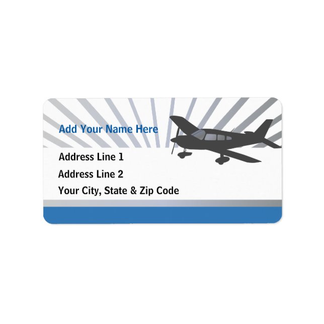 Customize Text - Low Wing Airplane Label (Front)