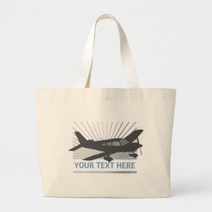 Customize Text - Low Wing Airplane Large Tote Bag