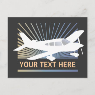 Customize Text - Low Wing Airplane Postcard