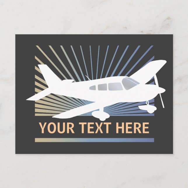 Customize Text - Low Wing Airplane Postcard (Front)