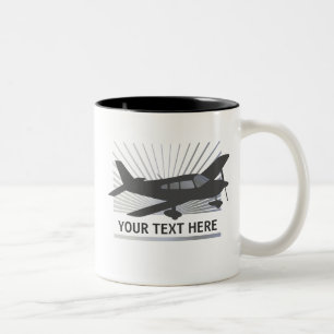 Customize Text - Low Wing Airplane Two-Tone Coffee Mug