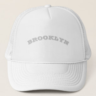 Customize text, name grey curved letters white trucker hat