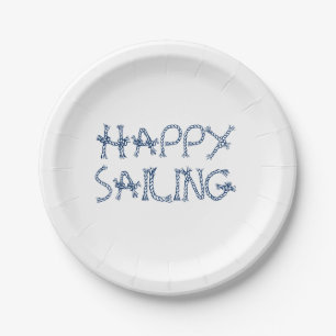Customize text nautical sailing rope knots party paper plate
