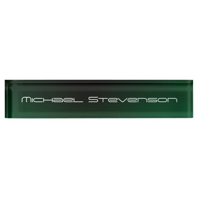 Customize Text Professional Modern Green Nameplate (Front)