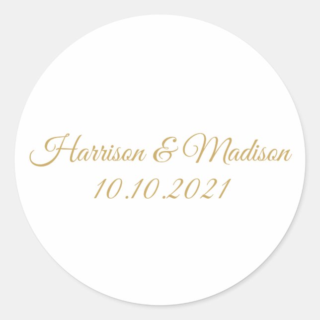 customize text Wedding gift favours Classic Round  Sticker (Front)