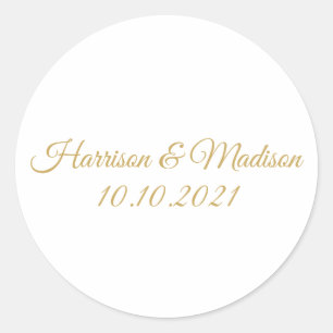 customize text Wedding gift favours Classic Round  Sticker