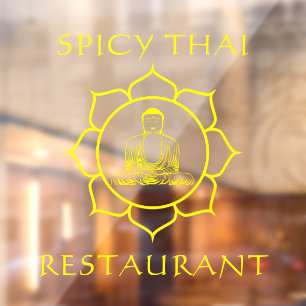 Customize Thai Restaurant Buddha Front  Window Cling