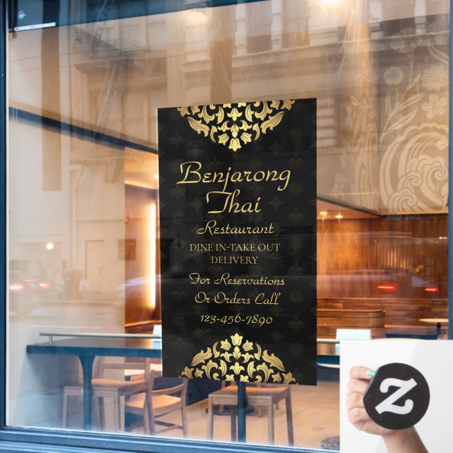 Customize Thai Restaurant Traditional Thai Art  Window Cling (Cafe Window)