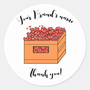 Customize Thank You Sticker   Box of Hearts