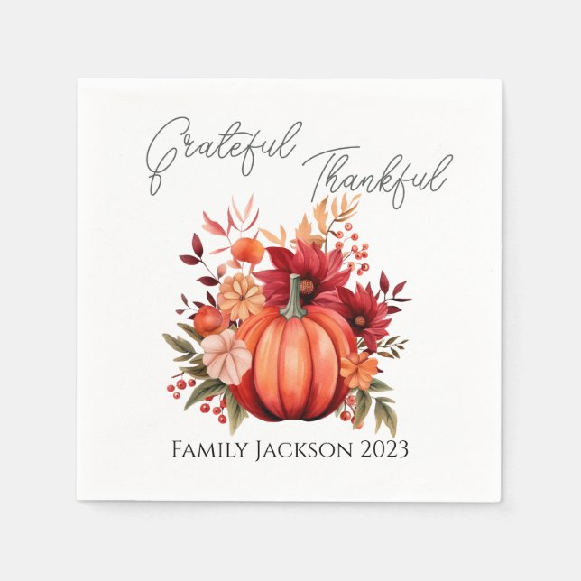 Customize Thanksgiving Rustic Red Pumpkin Napkin (Front)