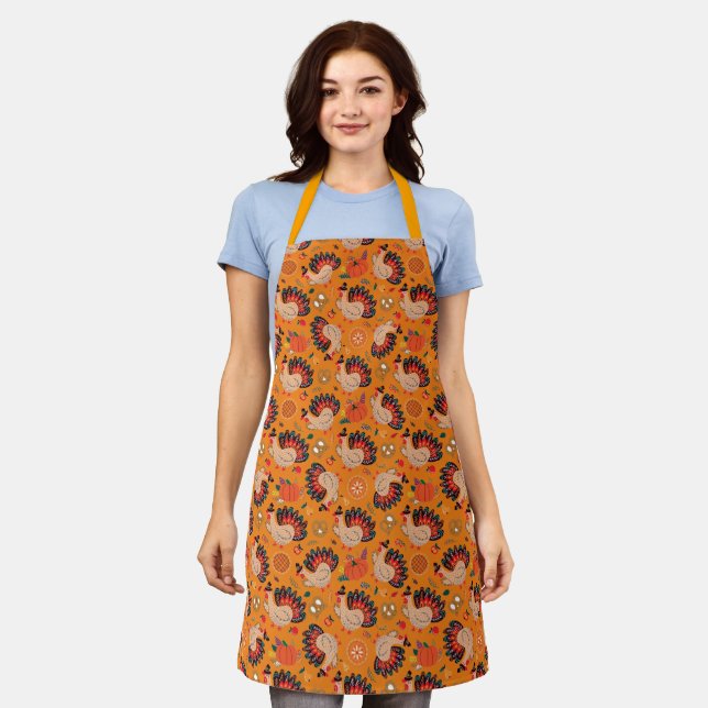 Customize Thanksgiving Turkey Day Fall Autumn Chef Apron (Worn)