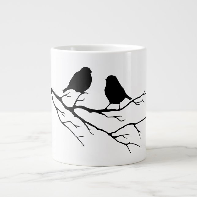 Customize the Colour Two Birds in Tree Nature Large Coffee Mug (Front)