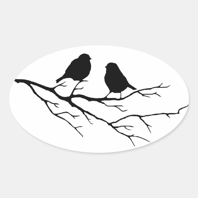 Customize the Colour Two Birds in Tree Nature Oval Sticker (Front)