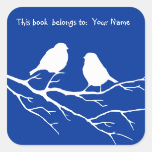 Customize the Colour Two Birds in Tree Nature Square Sticker