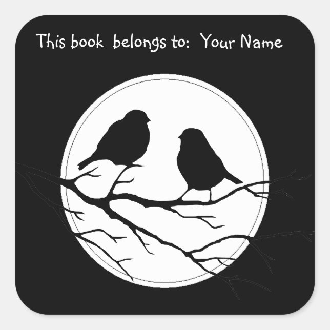 Customize the Colour Two Birds in Tree Nature Square Sticker (Front)