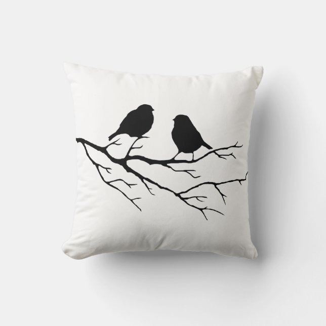 Customize the Colour Two Birds in Tree Nature Throw Pillow (Front)