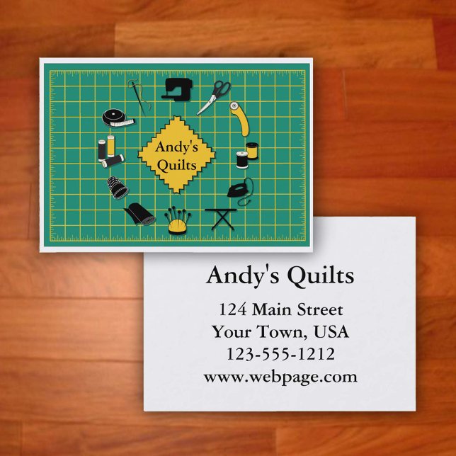 Customize the Label Business Card (Customize this fun business card with Quilters Name and all contact info on the back)