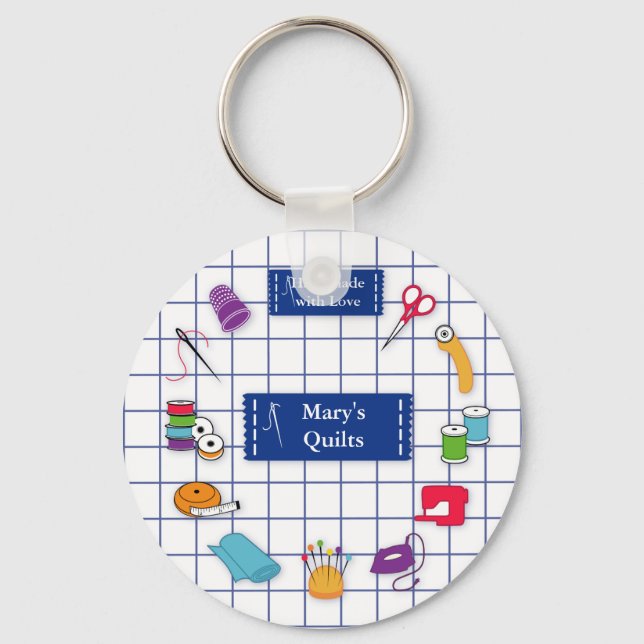 Customize the Label Quilt Time Keychain (Front)