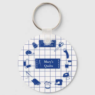 Customize the Label Quilt Time Keychain