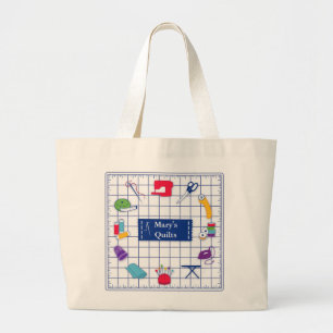 Customize the Label Quilt Time Large Tote Bag
