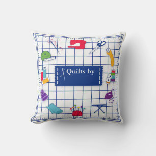 Customize the Label Quilt Time Throw Pillow