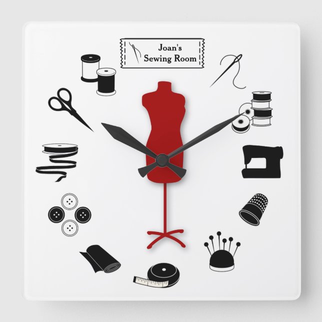 Customize the Label Sew Right Square Wall Clock (Front)