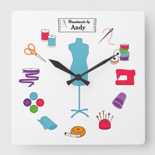 Customize the Label Sew Right Square Wall Clock (Front)