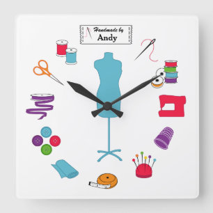 Customize the Label Sew Right Square Wall Clock